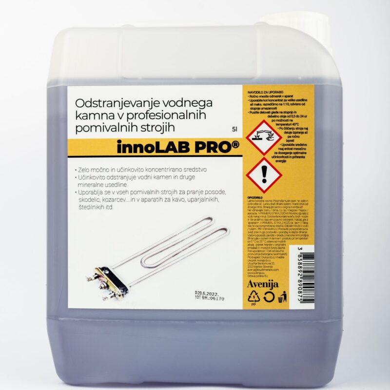 Sredstvo za odstranjevanje vodnega kamna v profesionalnih pomivalnih strojih. Avenija